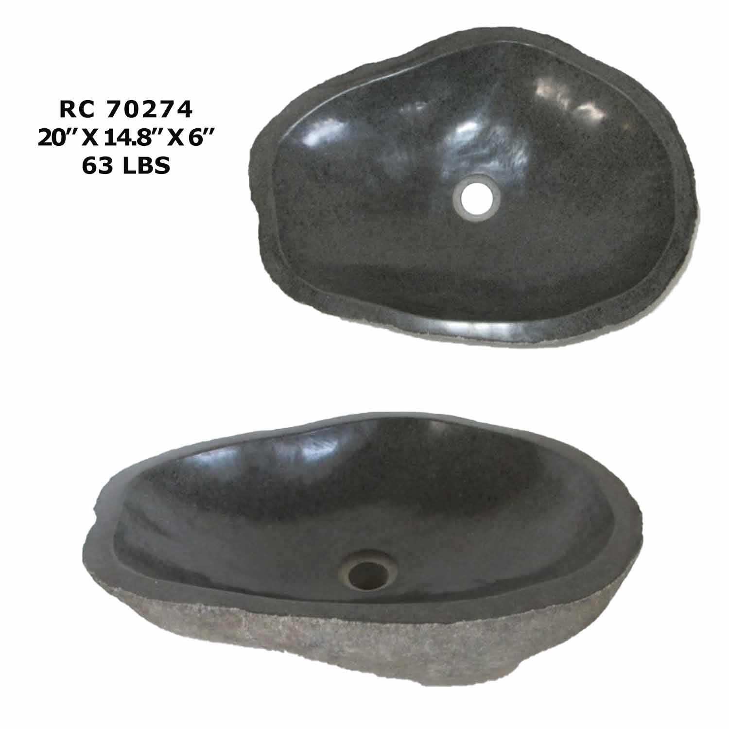 Rock Vessel Sink | Natural River Stone Sink for Bathroom- RC70274
