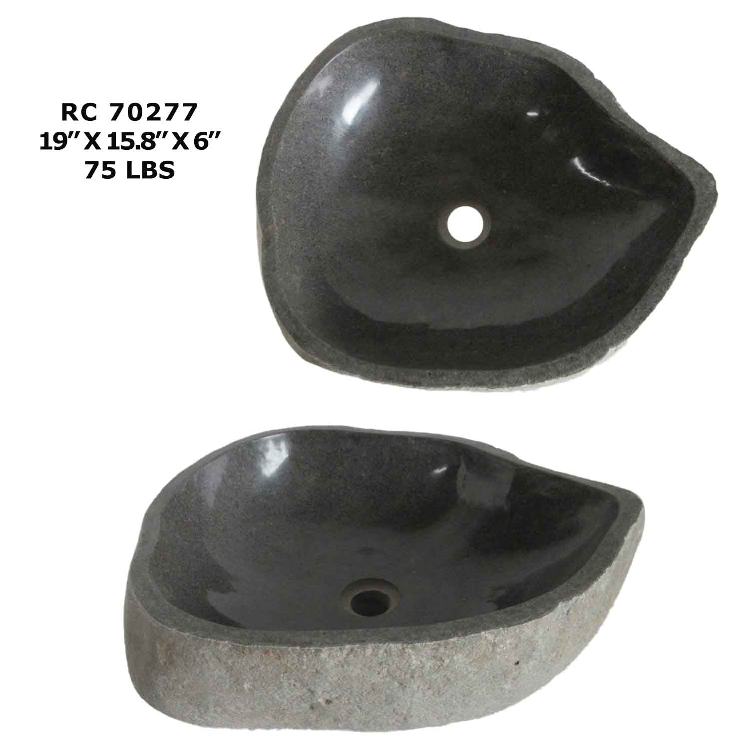 Natural Stone Oval Vessel Bathroom Sink | River Stone Sink - RC70277