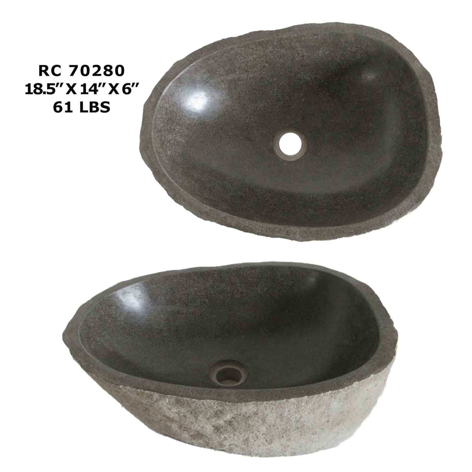 Natural River Stone Oval Vessel Sink for Bathroom - RC70280
