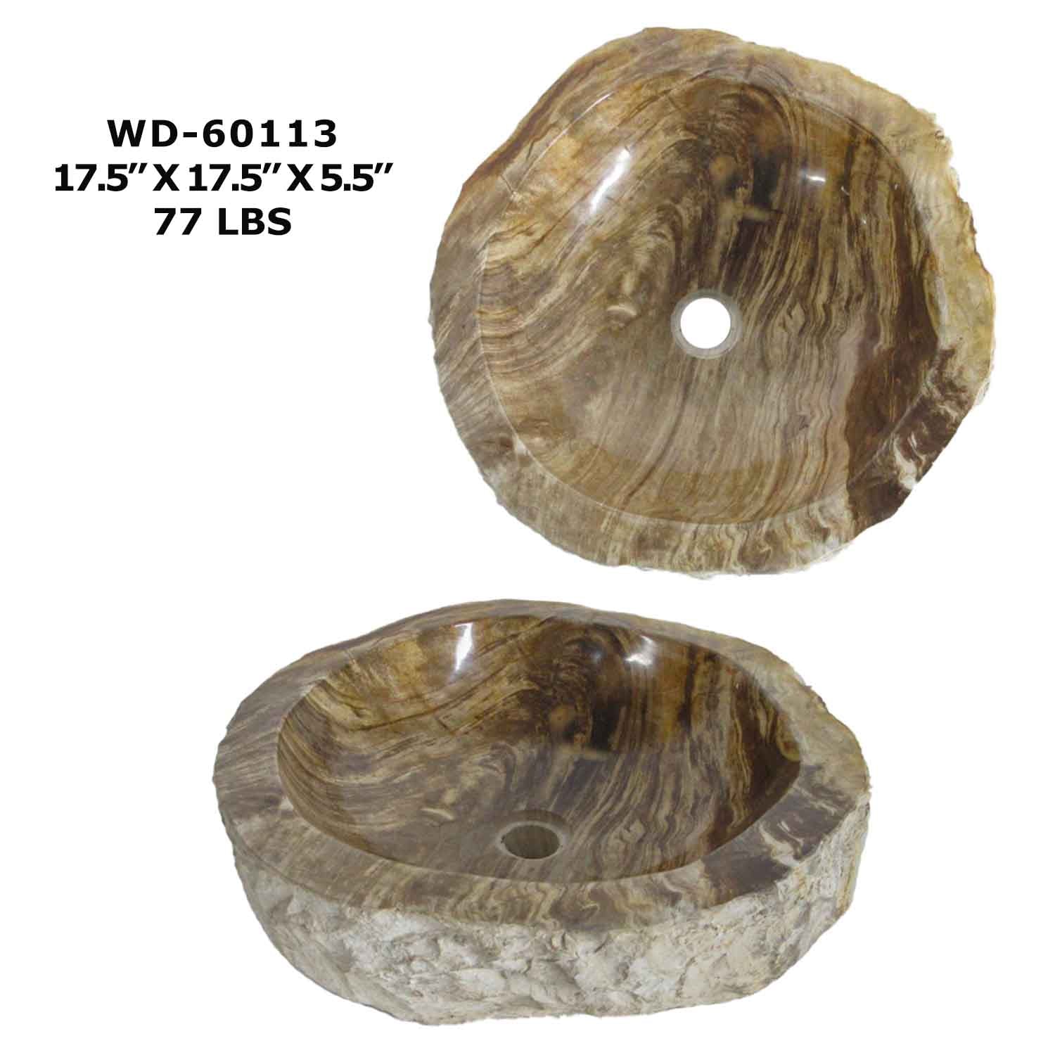Petrified Wood Bathroom Vanity Sink Bowl, Natural Stone Sink WD 60113