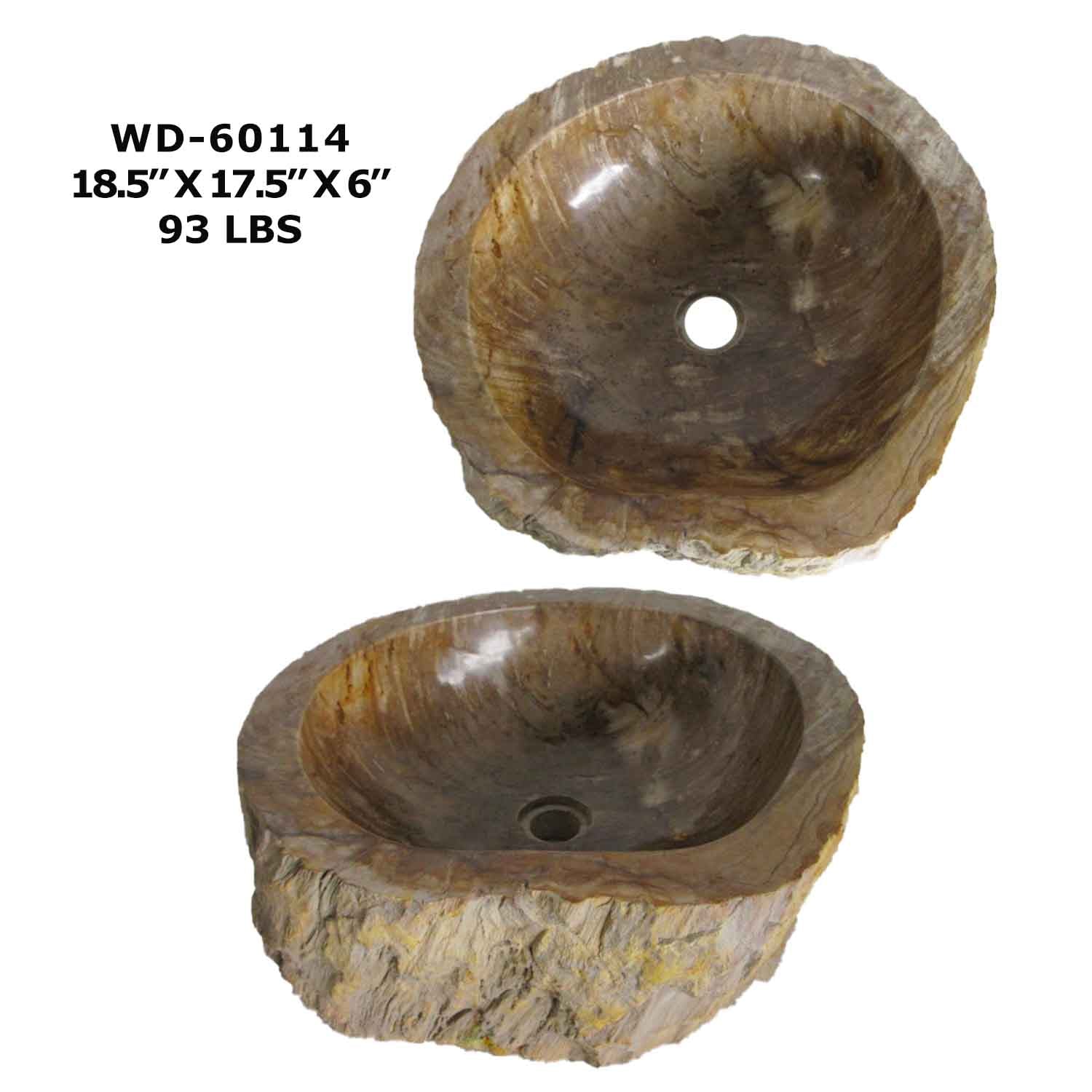 Petrified Wood Bathroom Vanity Sink Bowl, Natural Stone Sink WD 60114