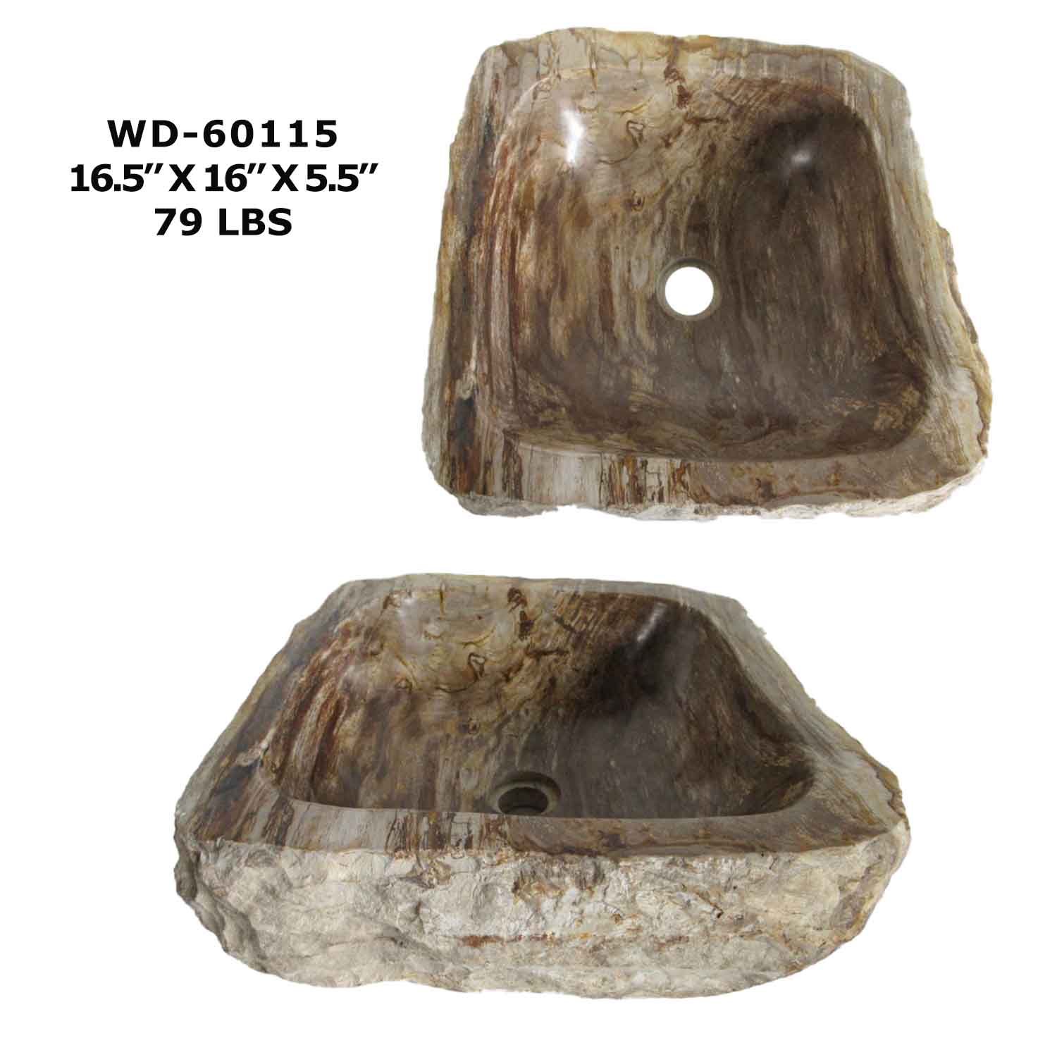 Petrified Wood Bathroom Vanity Sink Bowl, Natural Stone Sink WD 60115