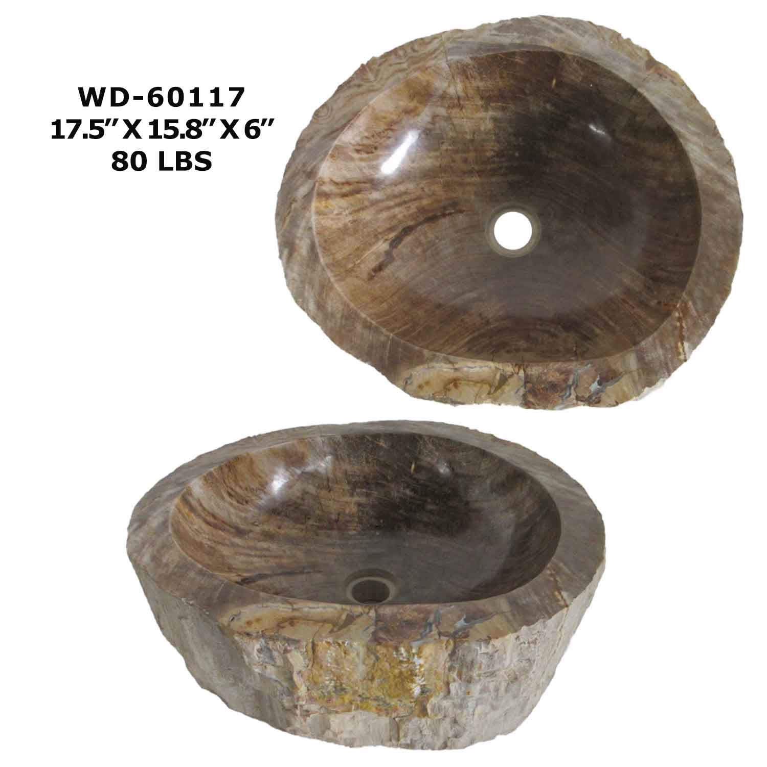 Petrified Wood Bathroom Vanity Sink Bowl, Natural Stone Sink WD 60117
