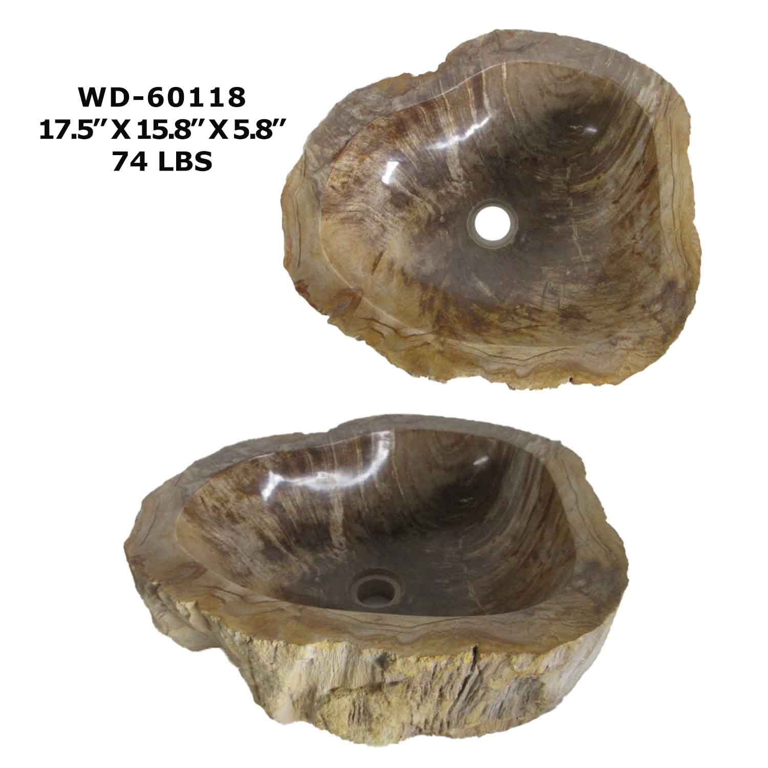 Petrified Wood Bathroom Vanity Sink Bowl, Natural Stone Sink WD 60118