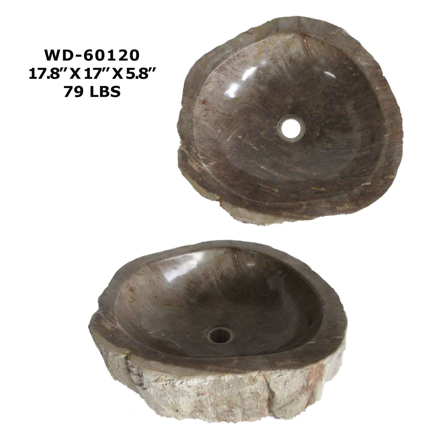 Petrified Wood Bathroom Vanity Sink Bowl, Natural Stone Sink WD 60120