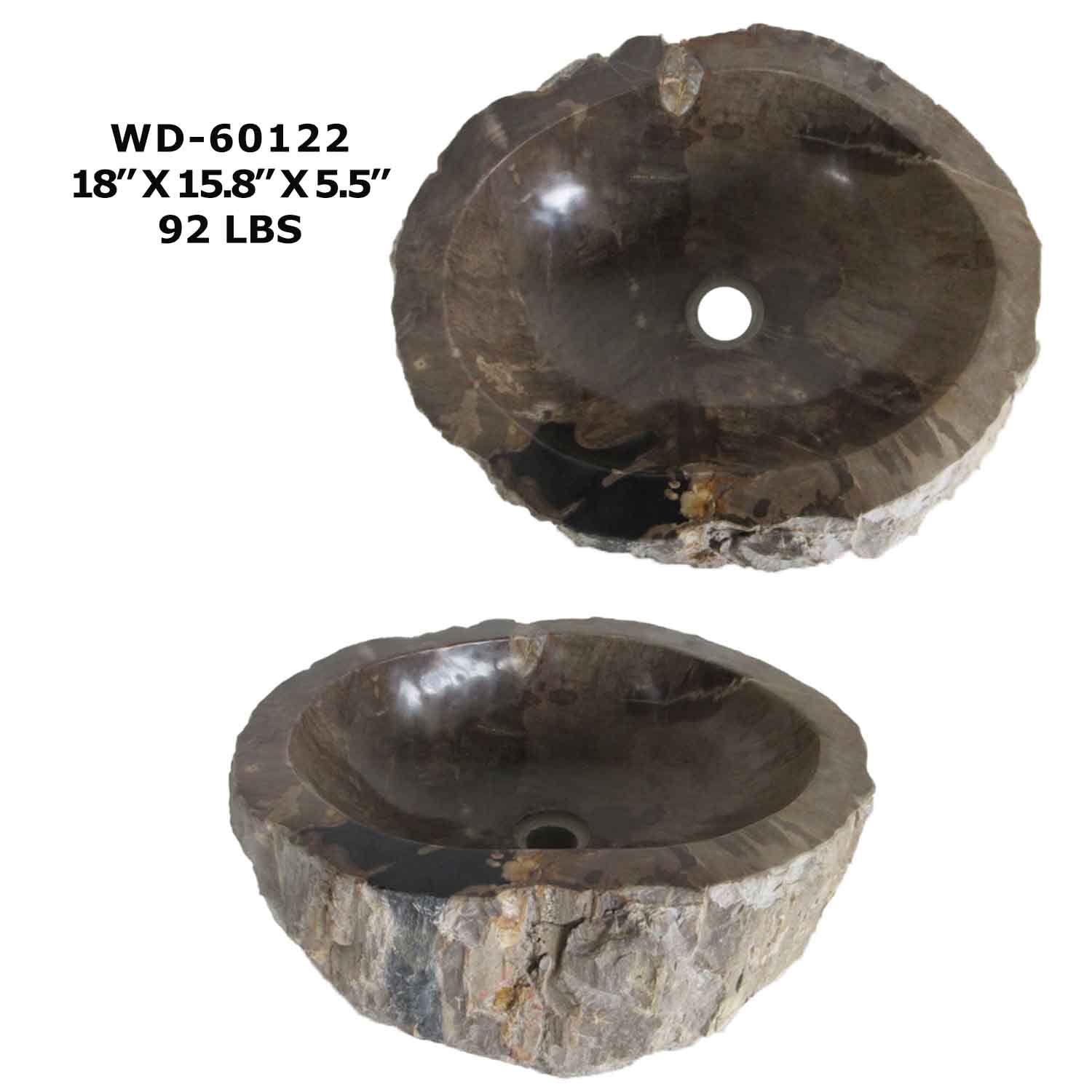 Petrified Wood Bathroom Vanity Sink Bowl, Natural Stone Sink WD 60122