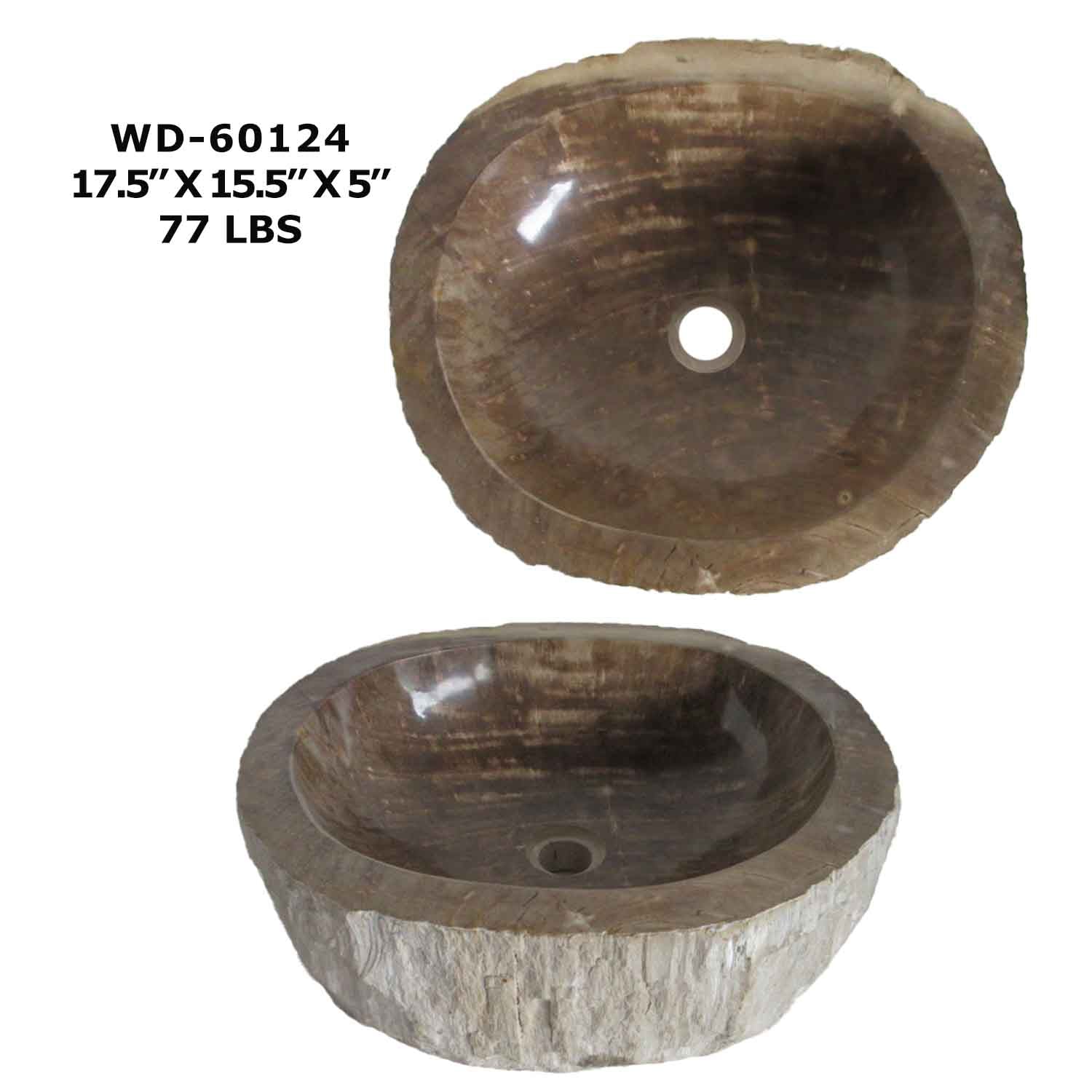 Petrified Wood Bathroom Vanity Sink Bowl, Natural Stone Sink WD 60124