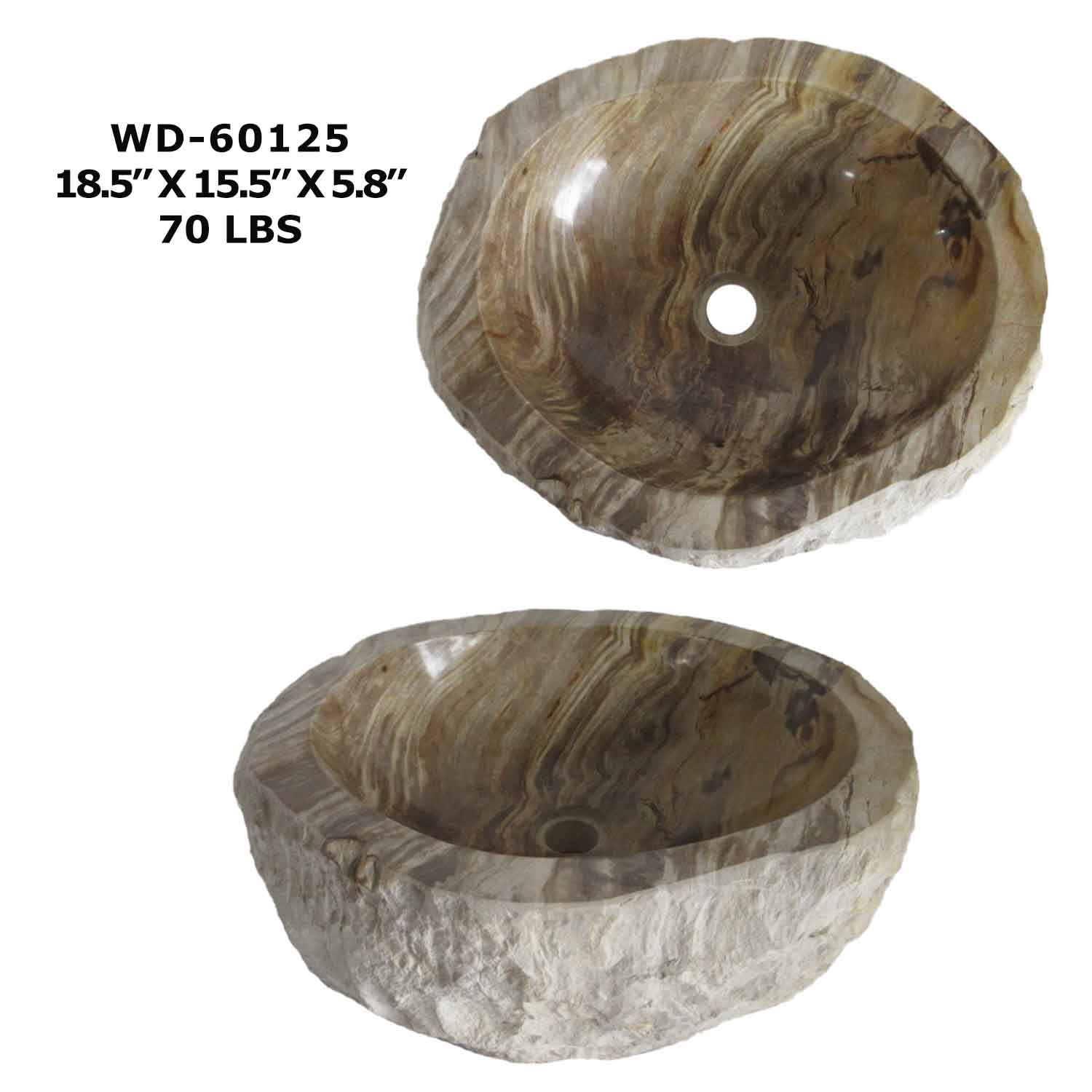 Petrified Wood Bathroom Vanity Sink Bowl, Natural Stone Sink WD 60125