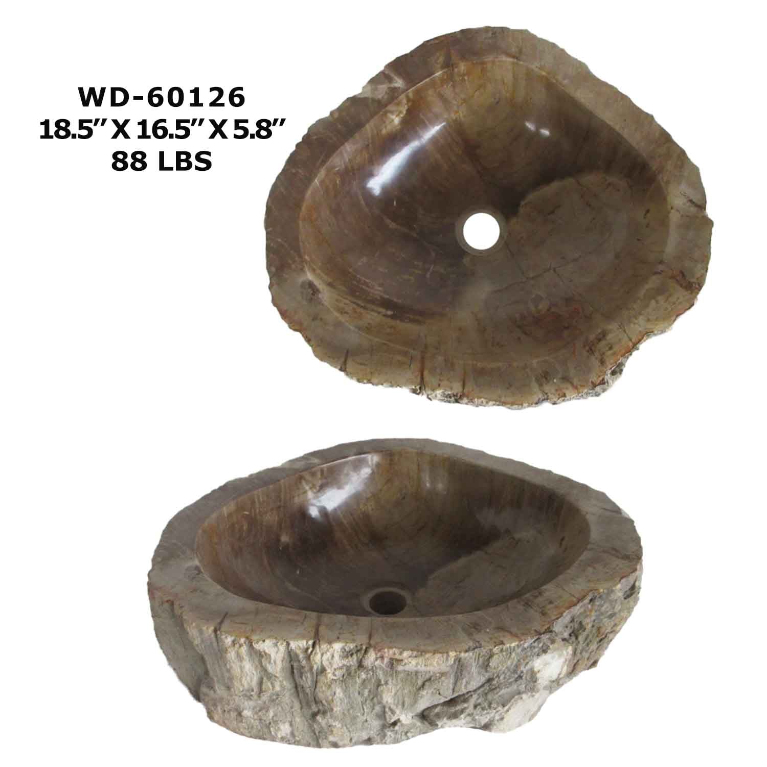 Petrified Wood Bathroom Vanity Sink Bowl, Natural Stone Sink WD 60126