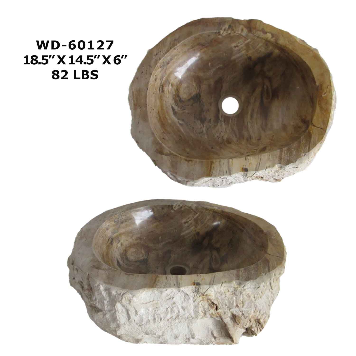 Petrified Wood Bathroom Vanity Sink Bowl, Natural Stone Sink WD 60127